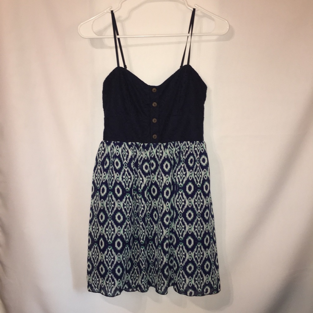 Dark blue patterned summer dress